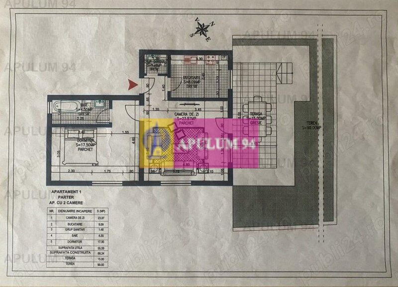 Apartament 2 camere 56mp cu curte 90 mp Popesti-Leordeni Dr Fermei